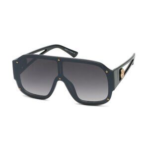 Men Women Sunglasses Fashion‎ Retro Black Flat Lens Square Shades Oversized New